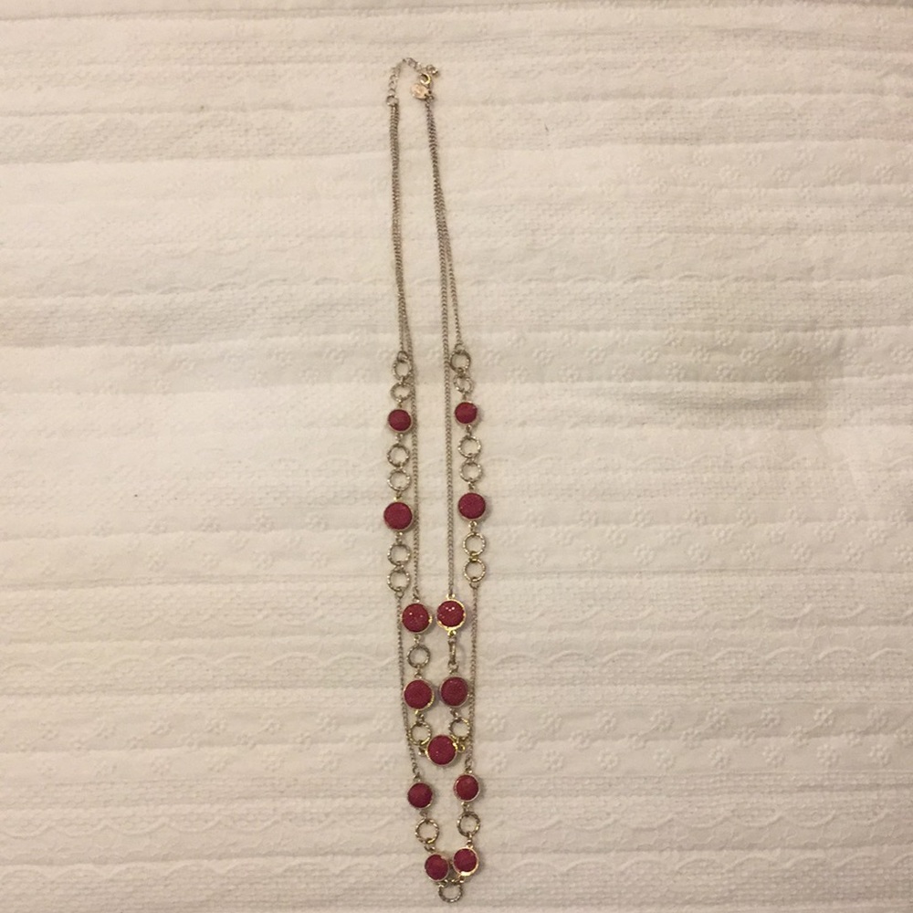 Gold and red long necklace